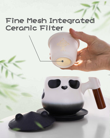 ZENS panda tea cup full set displaying all included pieces.