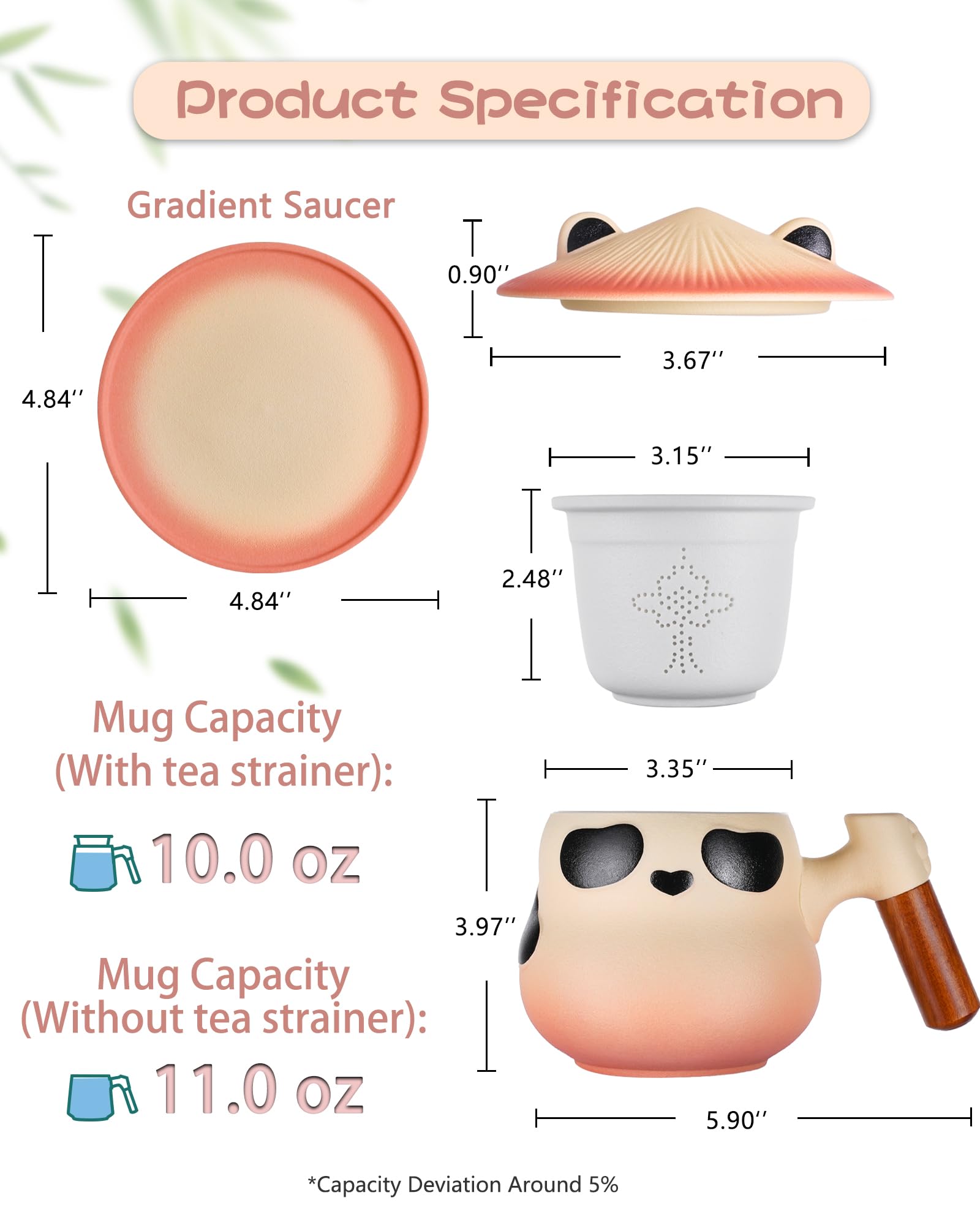 ZENS Panda Tea Mug coaster set keeps surfaces clean while serving.