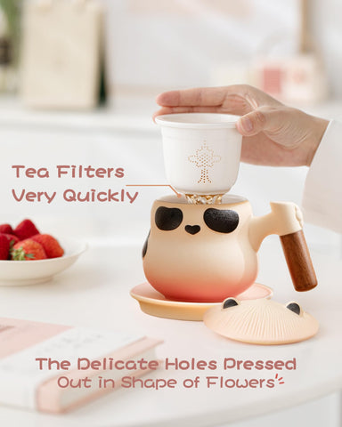 ZENS Panda Tea Mug with fine infuser for clean, flavorful tea.