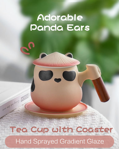 ZENS Panda Tea Mug lid with ears adds cute display and heat protection.