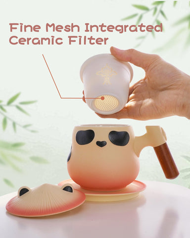 ZENS Panda Tea Mug set with infuser and coaster suits tea lovers.
