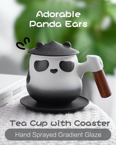 ZENS panda tea strainer with flower-shaped holes for fine infusions.