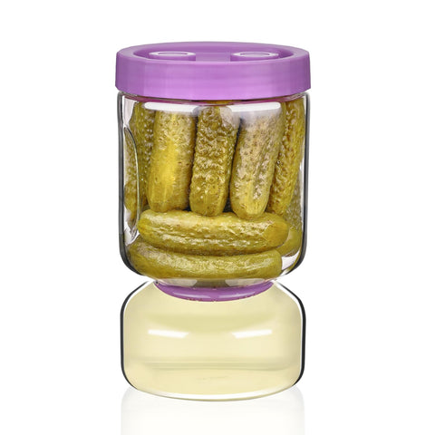 ZENS pickle jar with airtight lid prevents leaks and keeps contents fresh.