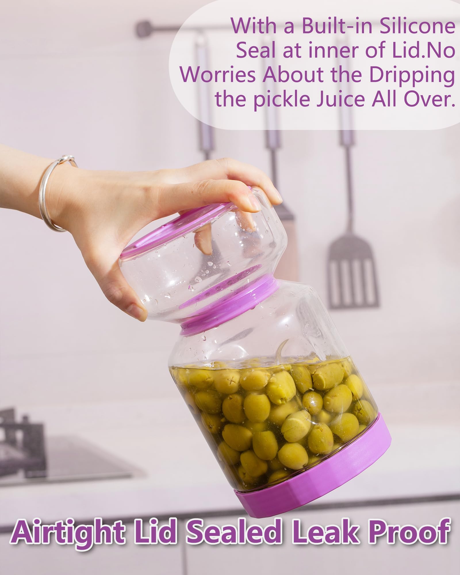 ZENS pickle jar with strainer and juice separator yields drier, crisper pickles.