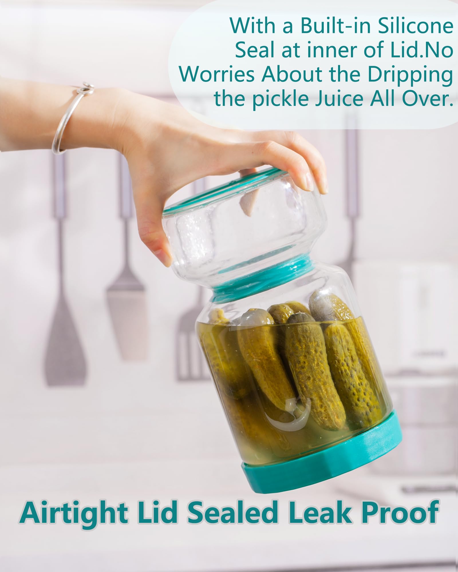 ZENS pickle jar wide mouth and non-slip base for easy filling.