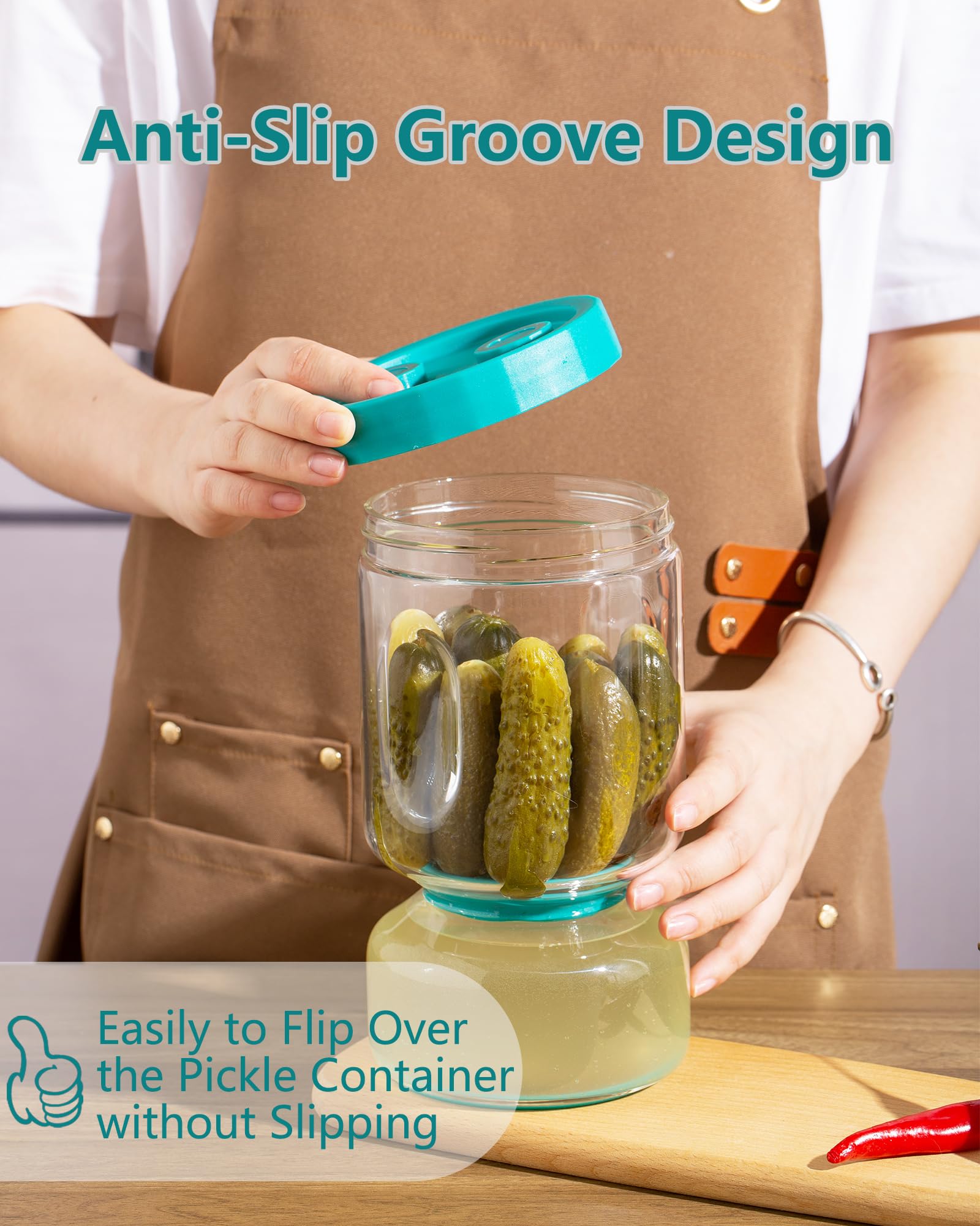 ZENS juice-separator bottom design keeps pickles dry and ready for burgers.
