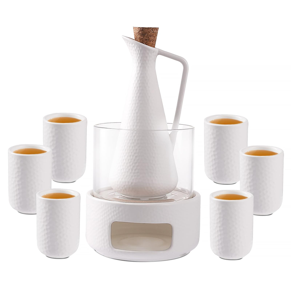ZENS embossed ceramic bottle for elegant sake service and ritual moments.