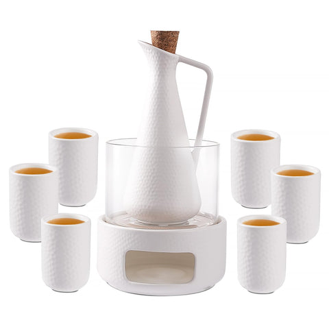 ZENS embossed ceramic bottle for elegant sake service and ritual moments.