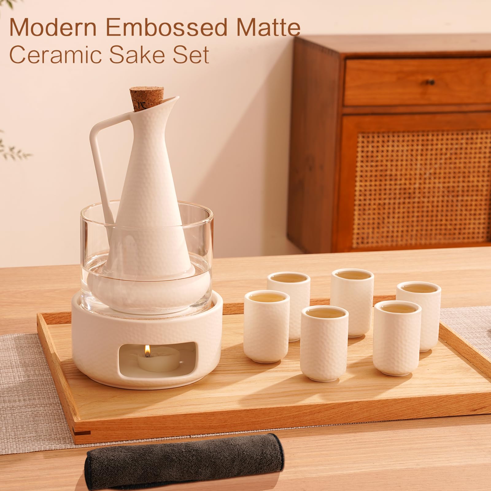 ZENS embossed ceramic cups add refined table presence and grip.