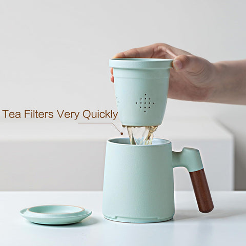 ZENS cup interior glaze visible, showing tea color during steeping.