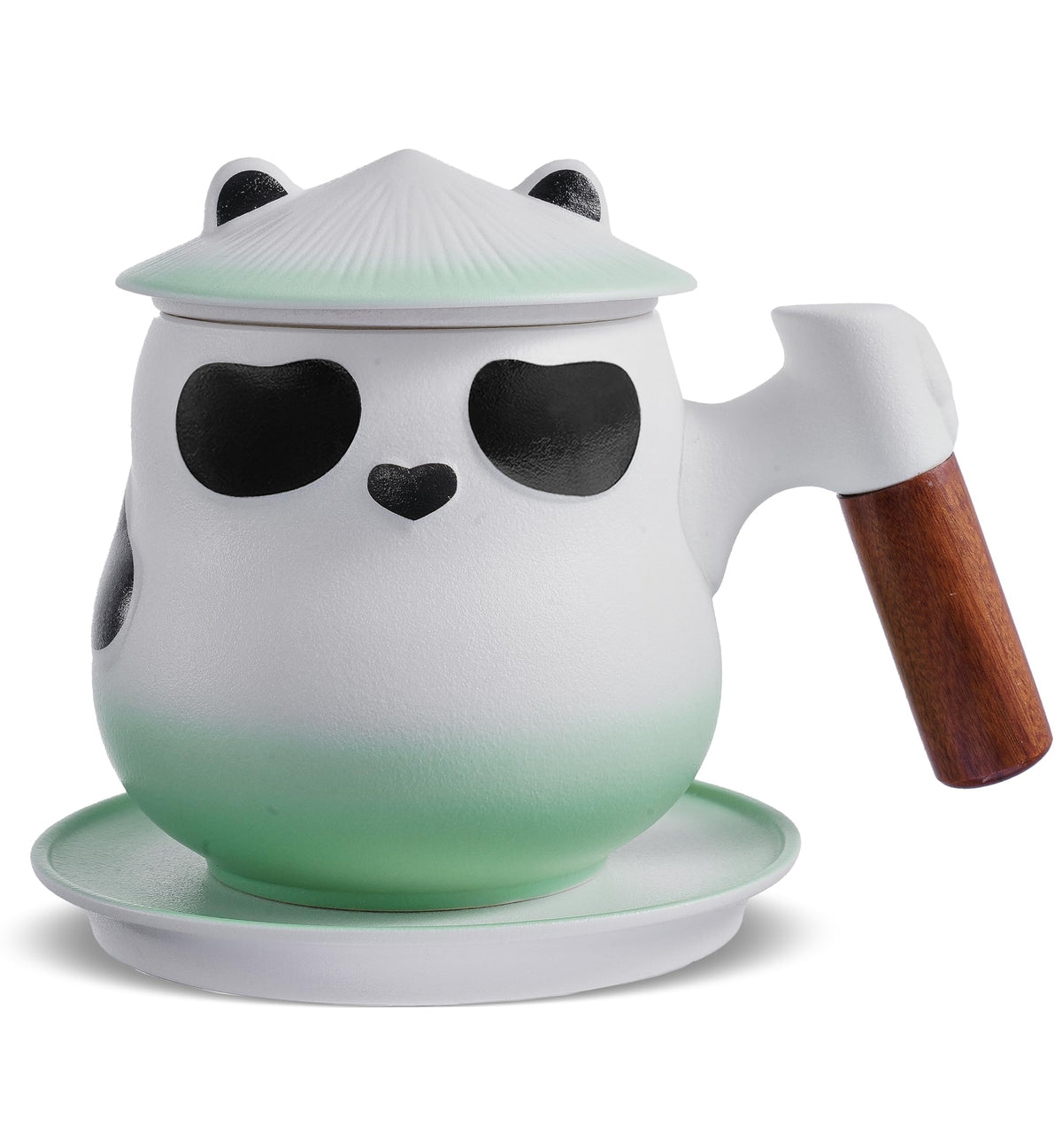ZENS panda tea cup with infuser and lid, perfect for brewing loose leaf tea.
