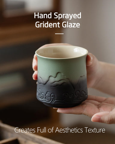 ZENS tea cups hand-sprayed exterior adds artistic texture