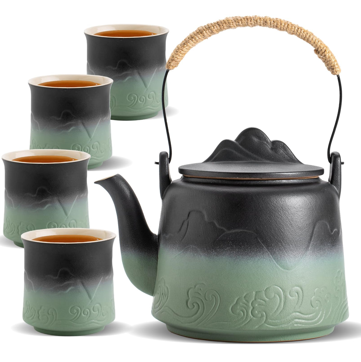 ZENS Vintage Japanese Tea Set with gradient glaze enhances tea time and artistry.