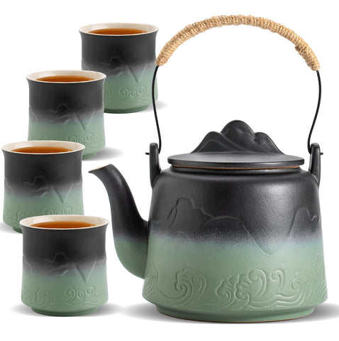 ZENS Vintage Japanese Tea Set with gradient glaze enhances tea time and artistry.