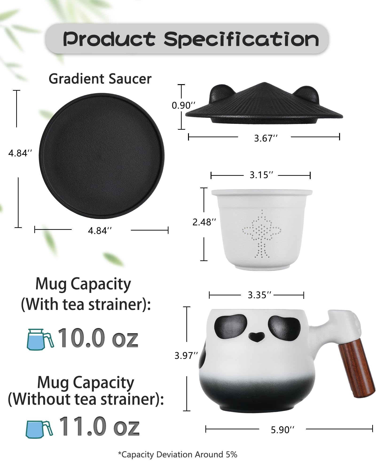 ZENS wooden-handle panda mug emphasizes ergonomic grip during tea.