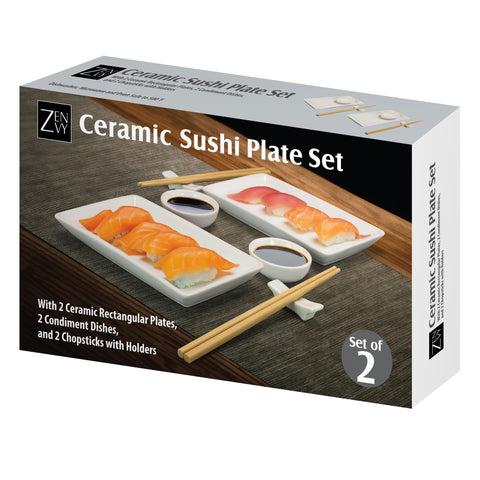 ZENVY dipping dishes with matching chopstick stands for sauces and appetizers.