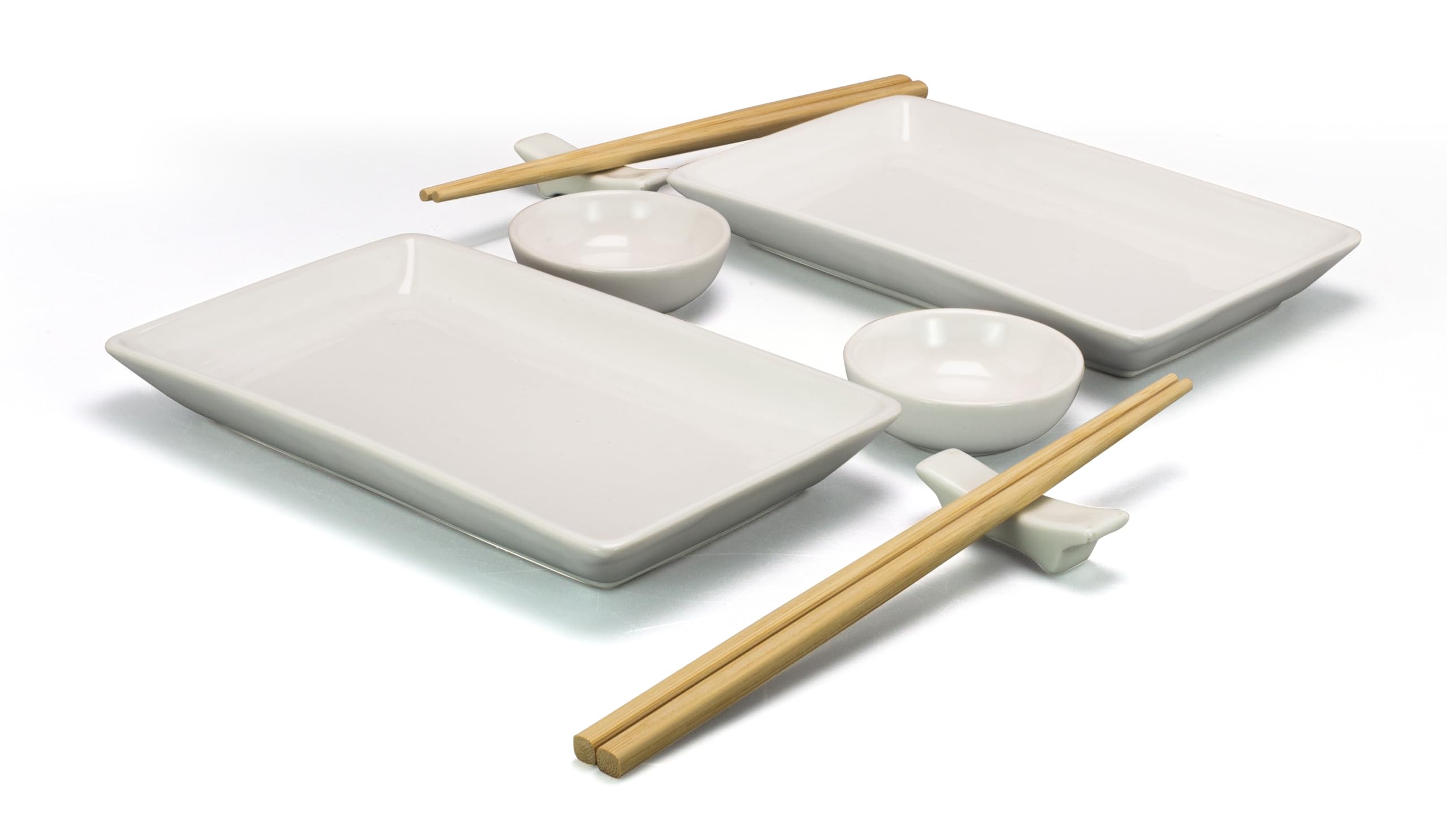 ZENVY sushi plate set with rectangular plates for elegant presentation.