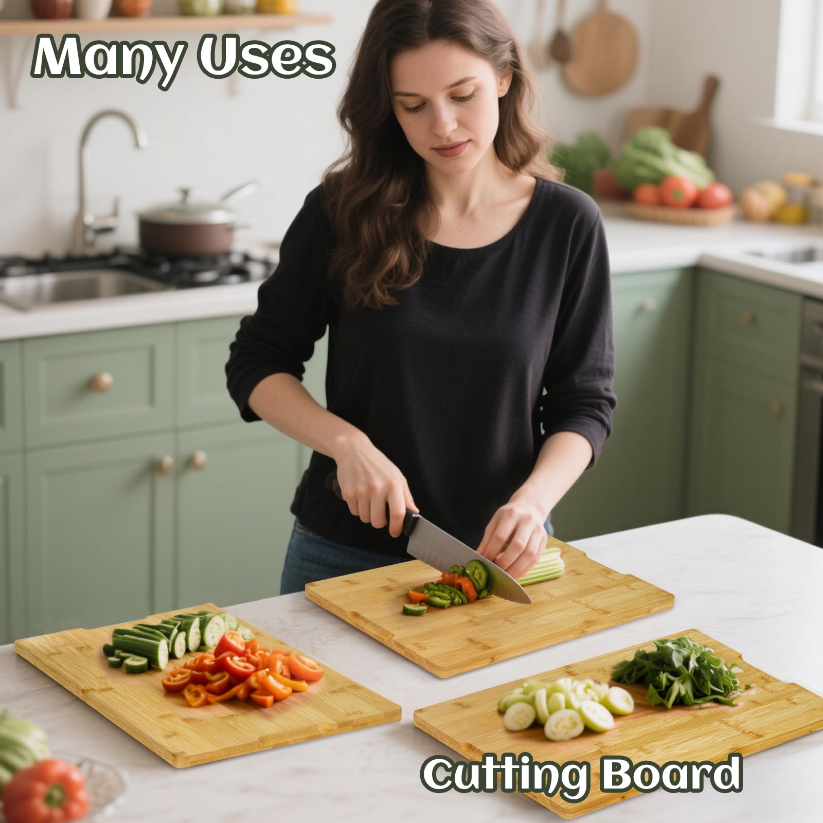 Zenxylo bamboo mixing spoons pair with the board for cheese and condiment serving.