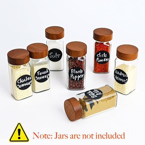 Zepkouel 25-pcs spice lid set ready to refresh jars with natural look