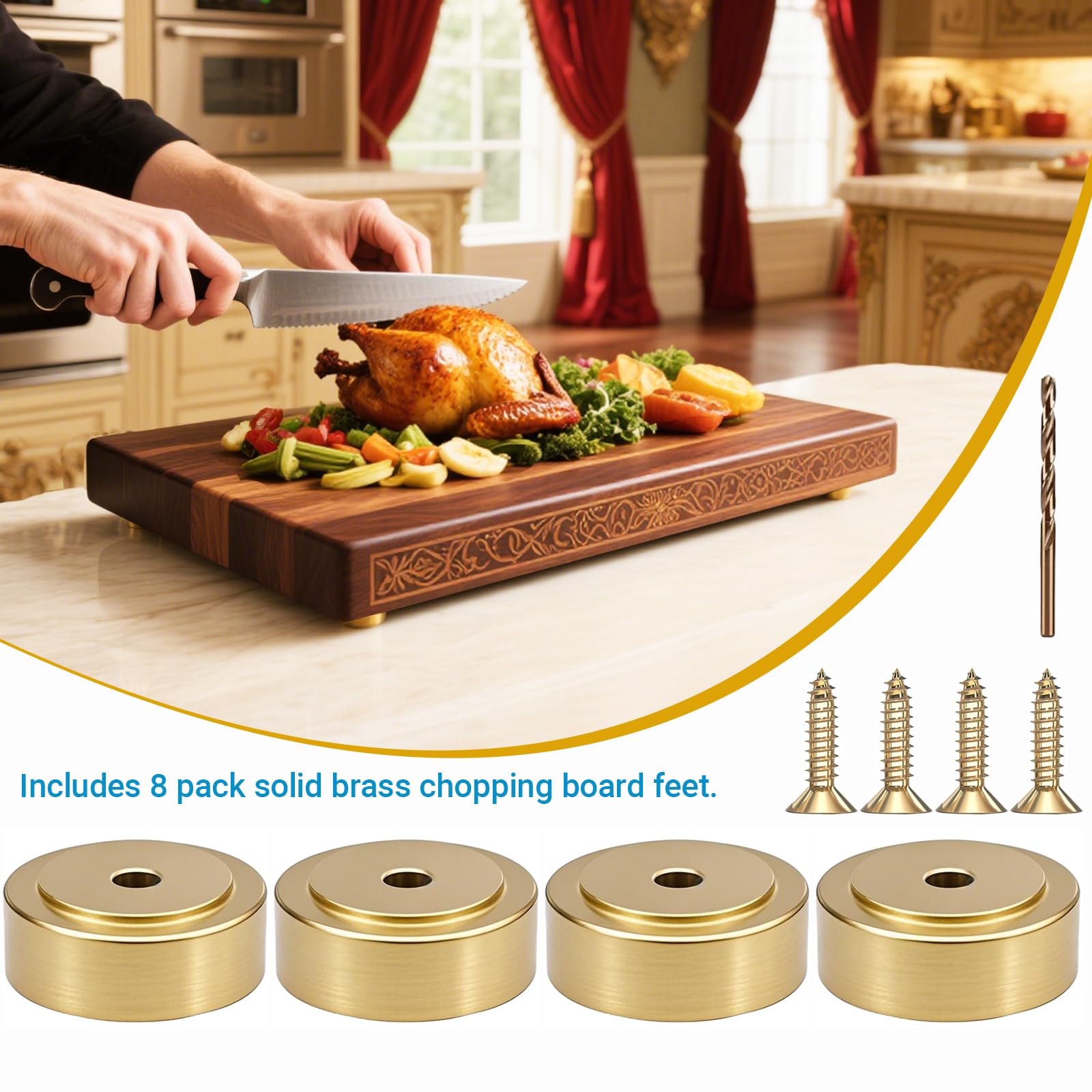 Zepkouel brass feet with rubber bottom prevent slipping on countertops