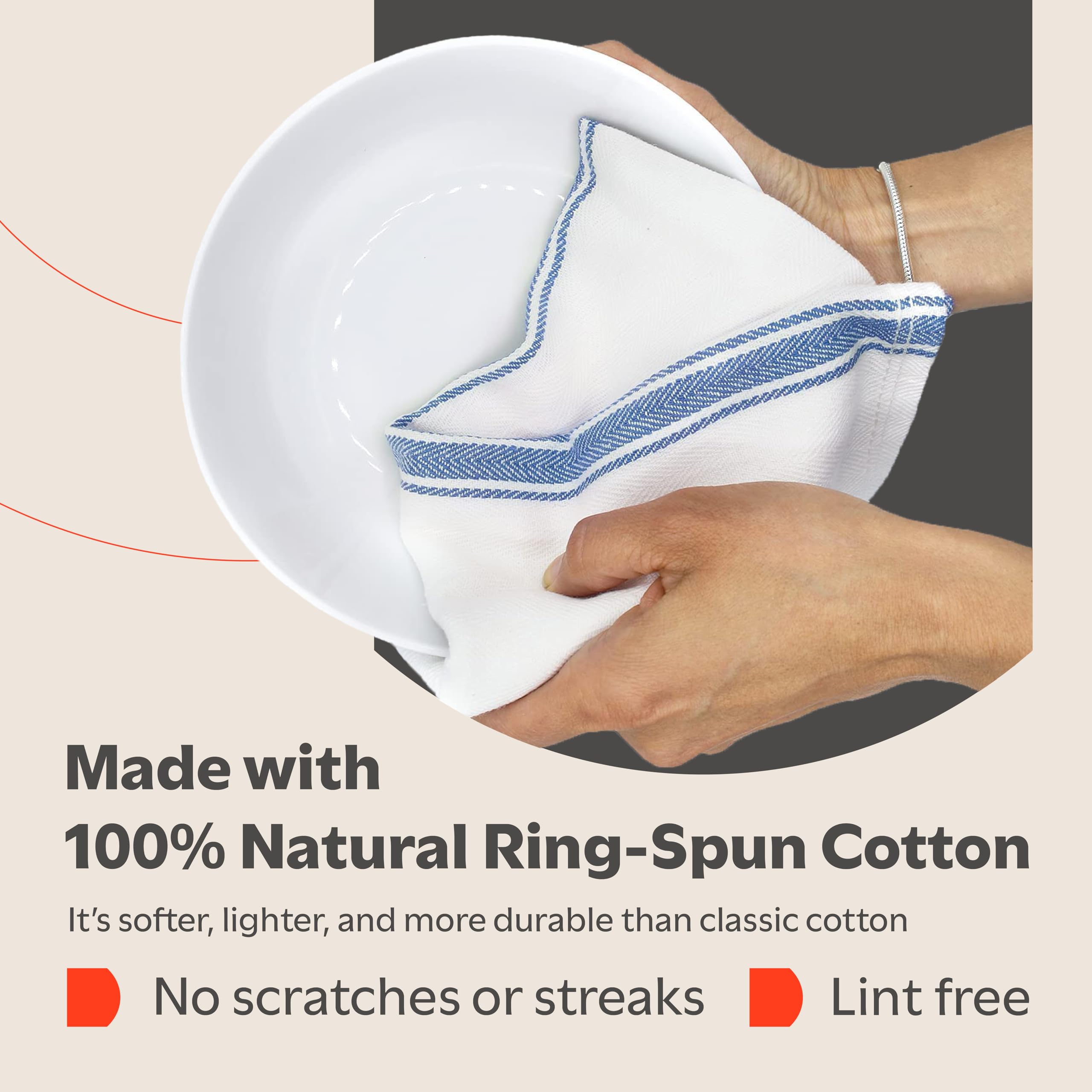 Zeppoli 100% cotton towels blue for lint-free drying