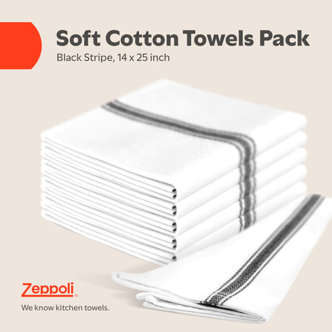 Zeppoli absorbent kitchen towels, 15-pack, quick-dry and lint-free for clean counters.