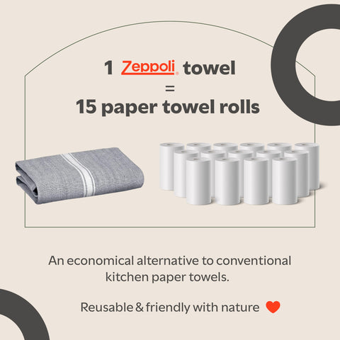 Zeppoli Classic towels in black color for durable kitchen use.