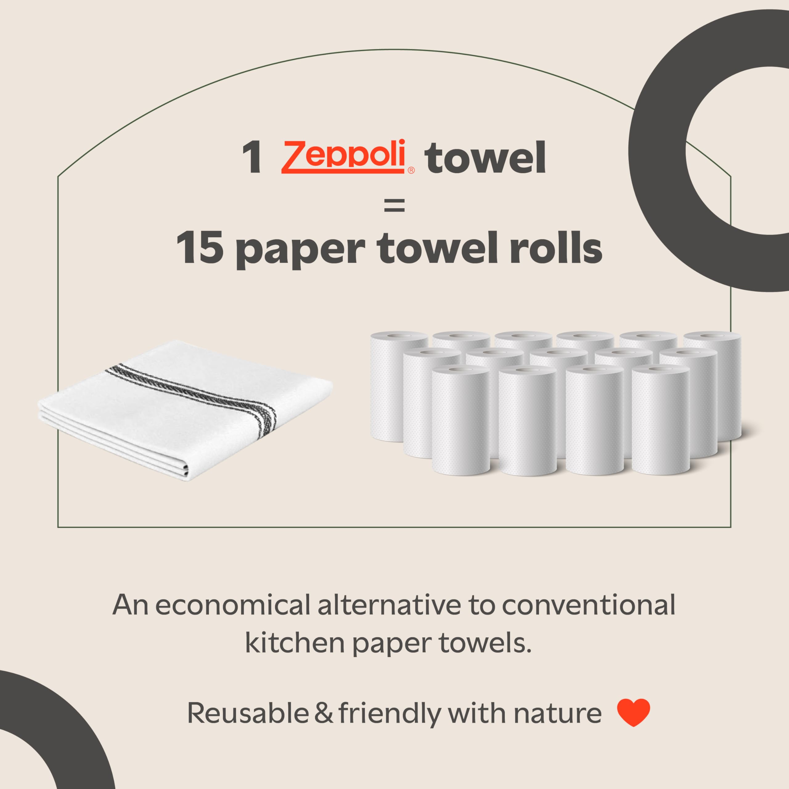 Zeppoli dish towel set, lint-minimizing weave helps keep surfaces streak-free.