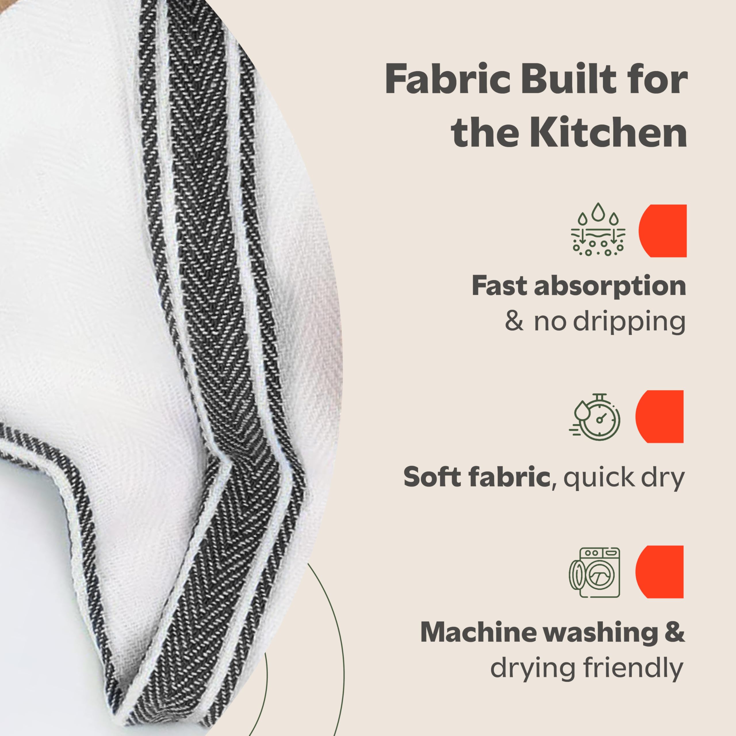 Zeppoli 100% cotton towels, reusable and durable for daily cooking cleanup.