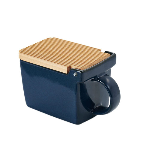 Zero Japan Bee House salt box with Hinoki lid for moisture control on kitchen counter.