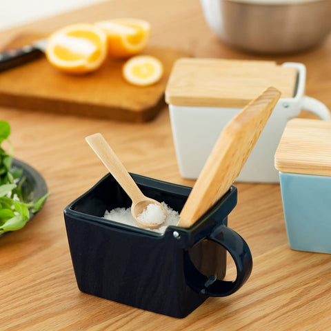Zero Japan Bee House jeans blue salt box on a modern counter.
