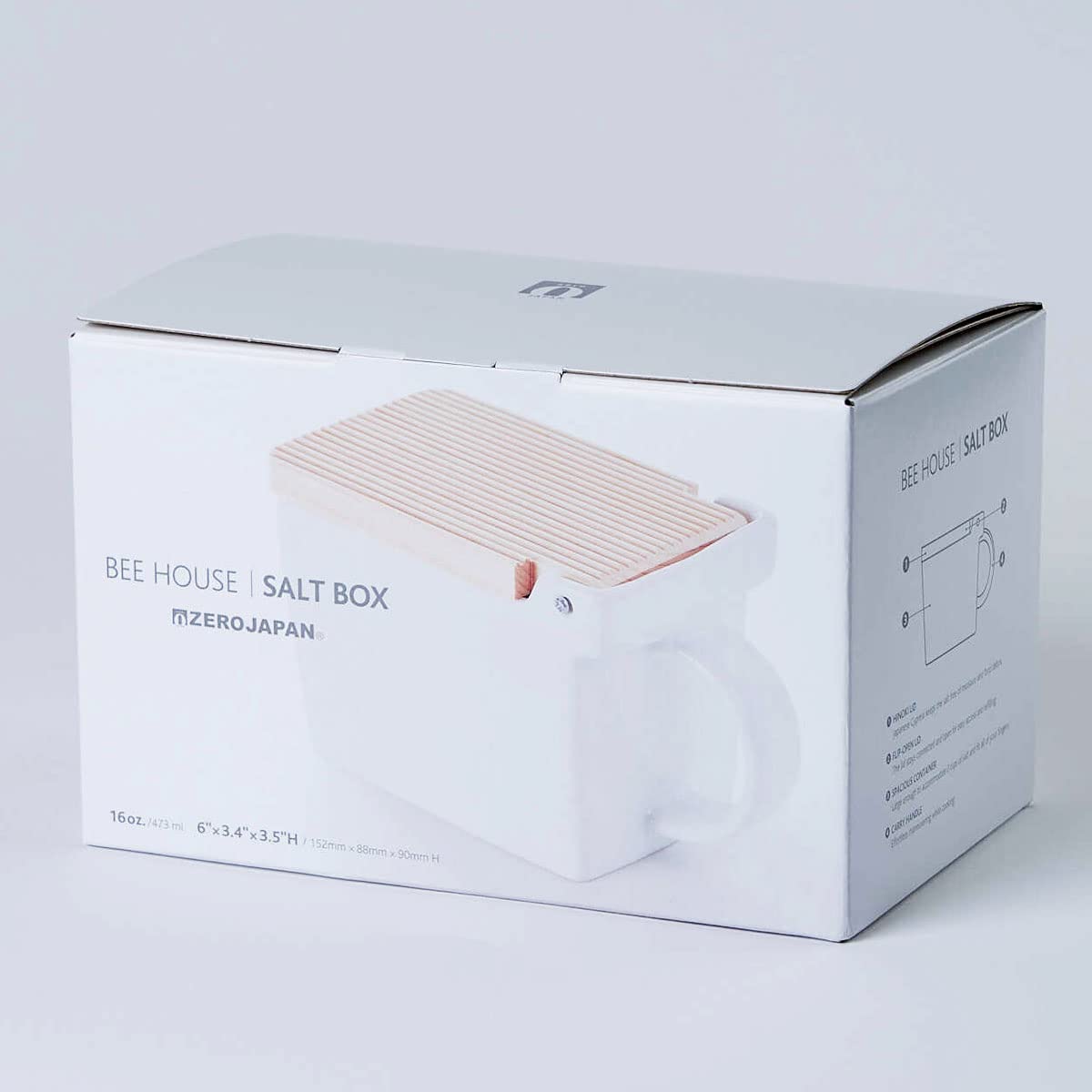 Zero Japan Bee House porcelain salt box showcasing Mino craftsmanship.