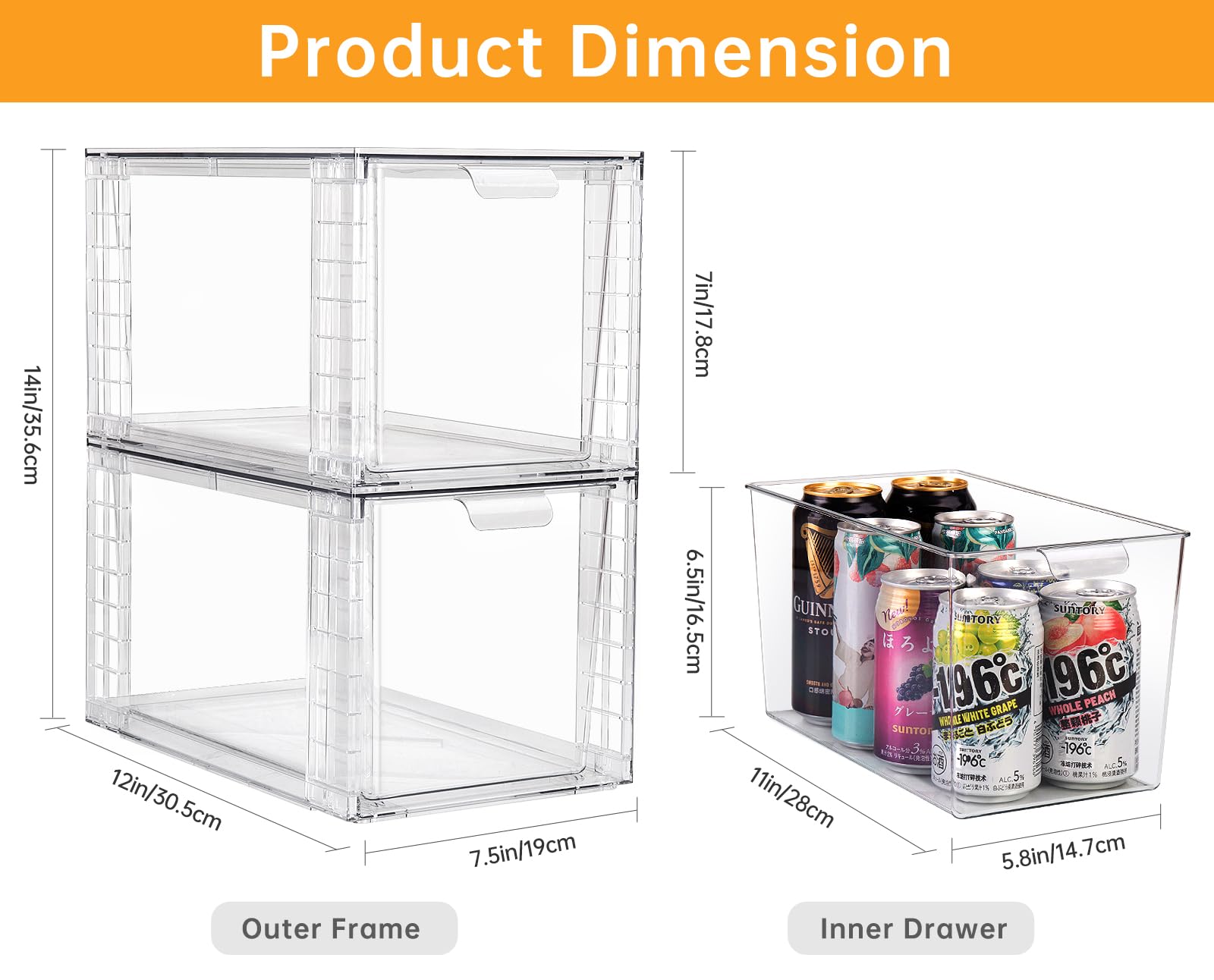 Zero Zoo 4Pack stackable drawers with bottom handle setup for easy reach on tall shelves.