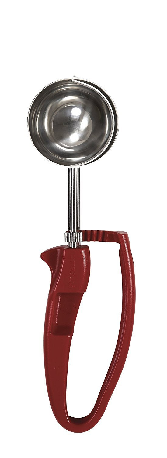 Zeroll EZ Disher 2-inch red handle enables precise portions for cookies and sides.