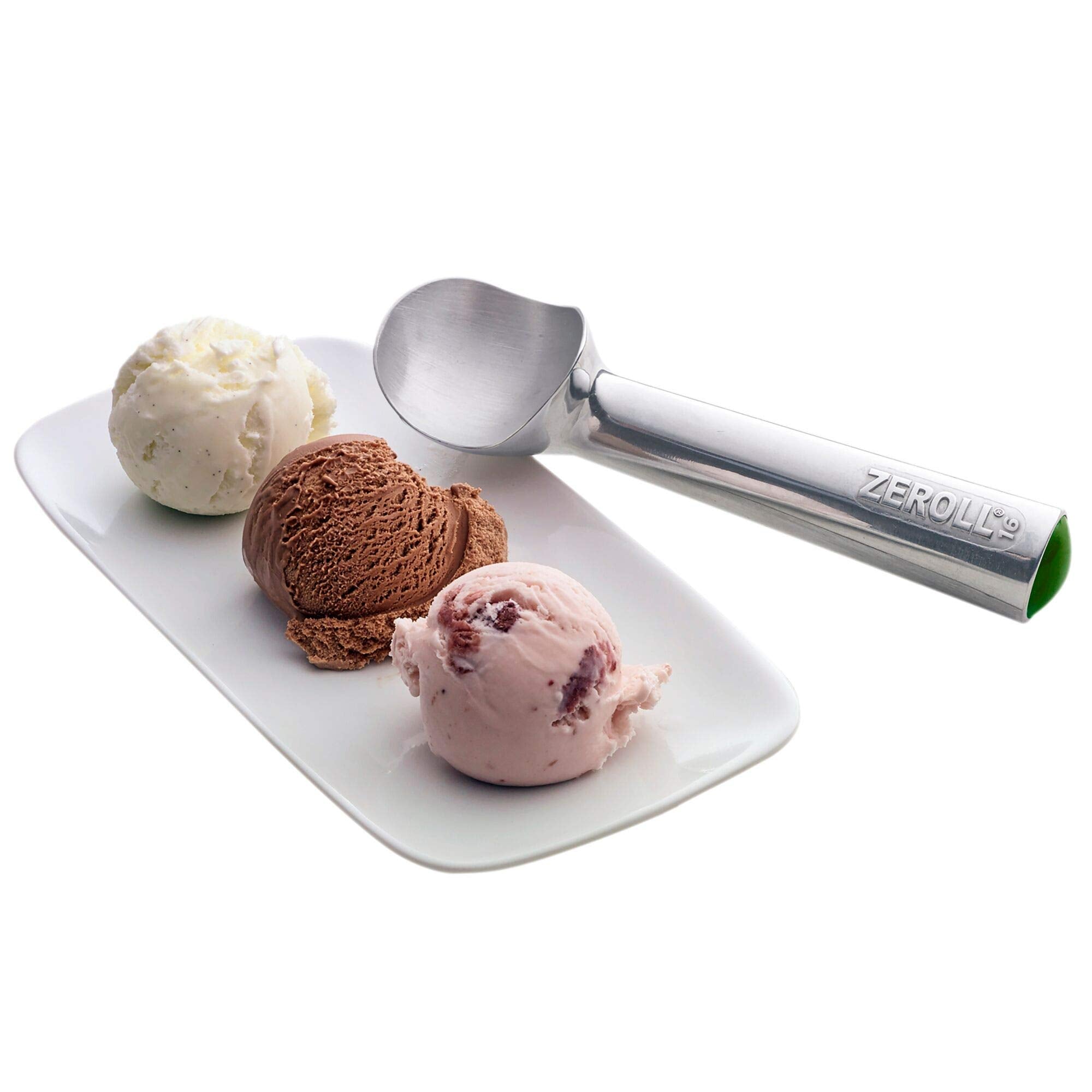 Zeroll Original scoop showcases one-piece aluminum design for durable scooping.