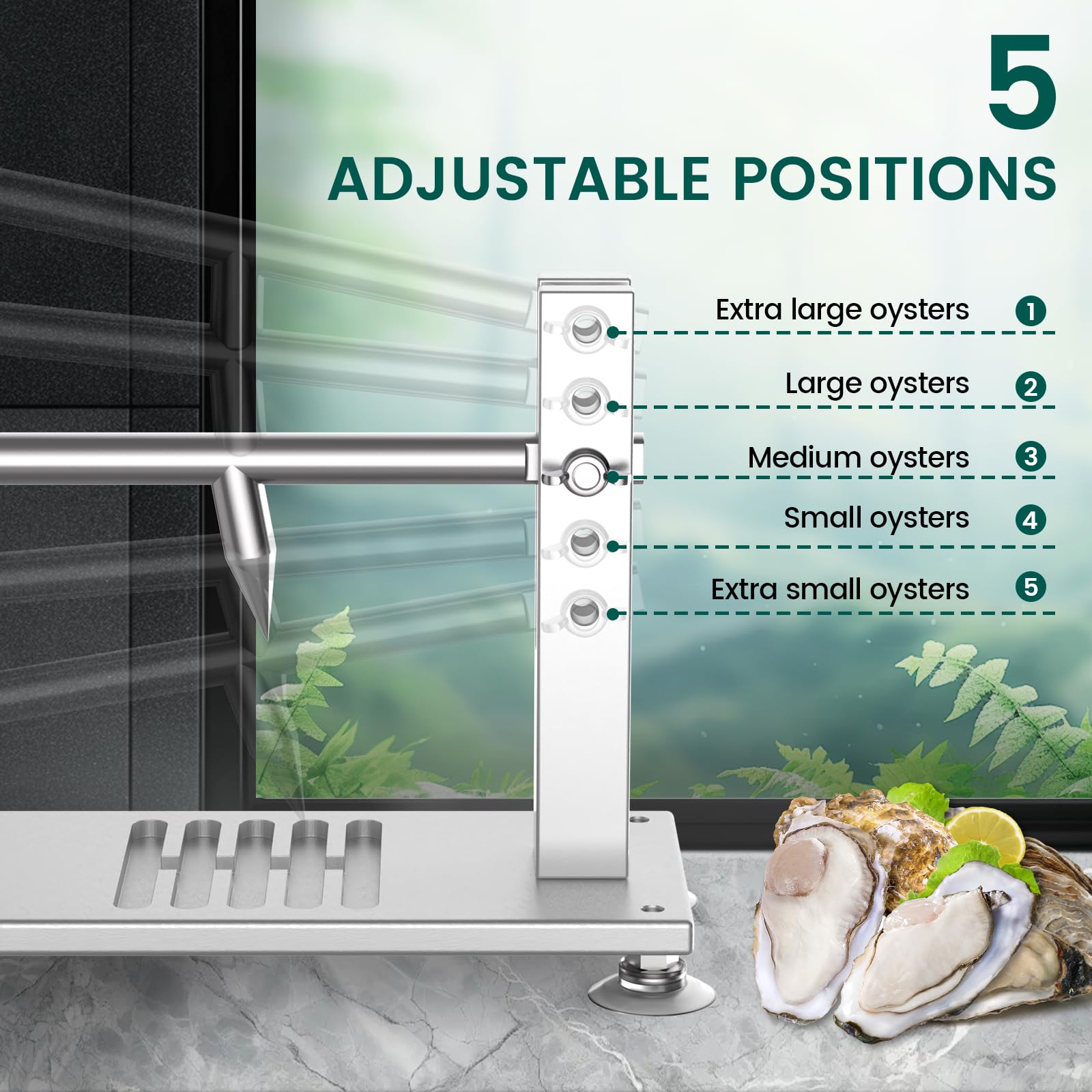 ZeroPone anti-slip grooves keep oysters steady during prying