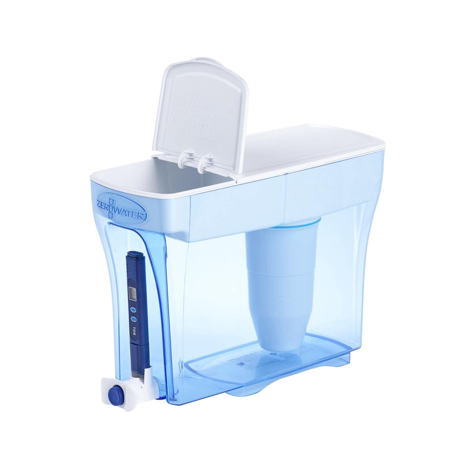 ZeroWater 30-cup dispenser front view for easy family use and ready pour.