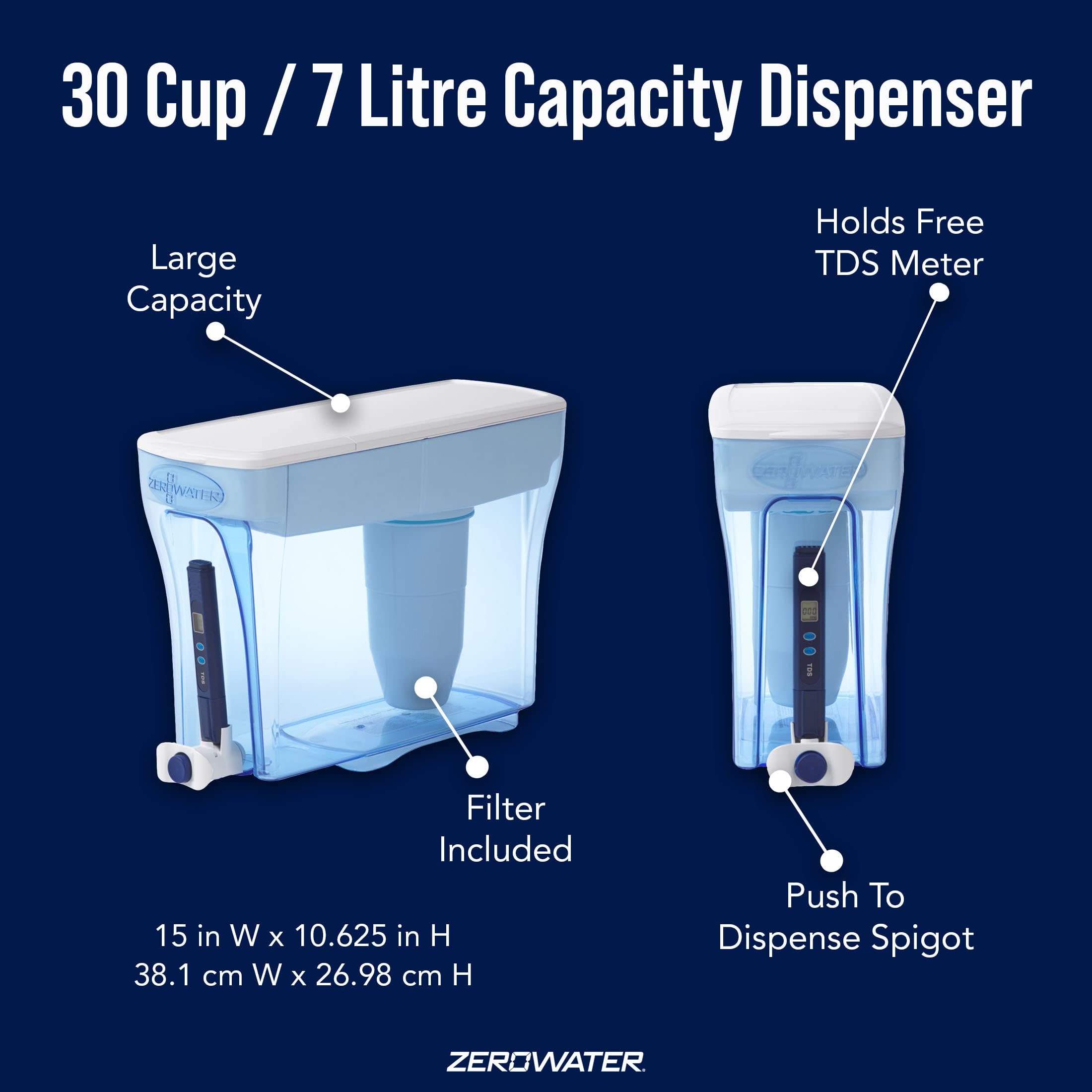 ZeroWater ready-pour dispenser spout for quick glass fills and hydration.