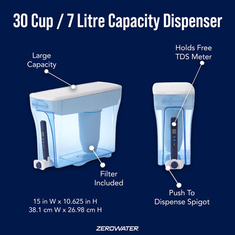 ZeroWater ready-pour dispenser spout for quick glass fills and hydration.