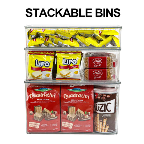 ZEXALOR clear bin offers versatile storage for pantry, office, and more.