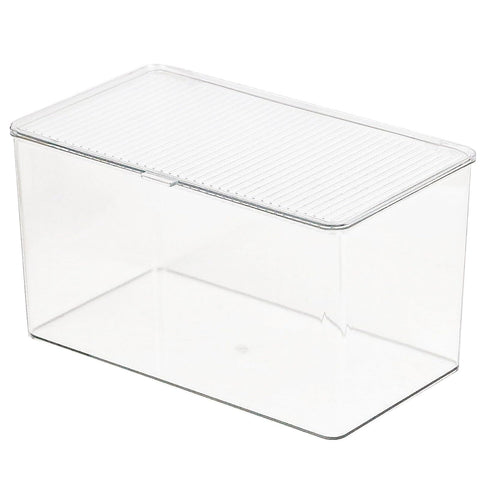 ZEXALOR clear bin with lid for pantry organization and easy visibility.