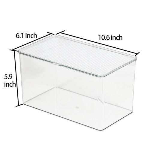 ZEXALOR clear bin demonstrates stackable design for flexible room setup.