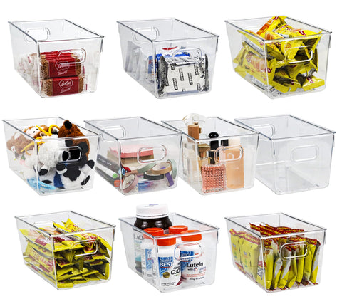 ZEXALOR clear storage bin built in handles ease of transport and reorganization.