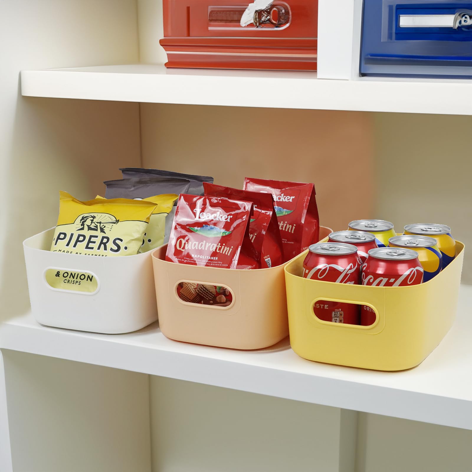 ZEXALOR kitchen pantry bin great for snacks, utensils, and office supplies.