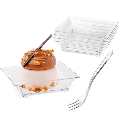 Zezzxu mini dessert plate 2.4-inch square for elegant single bites