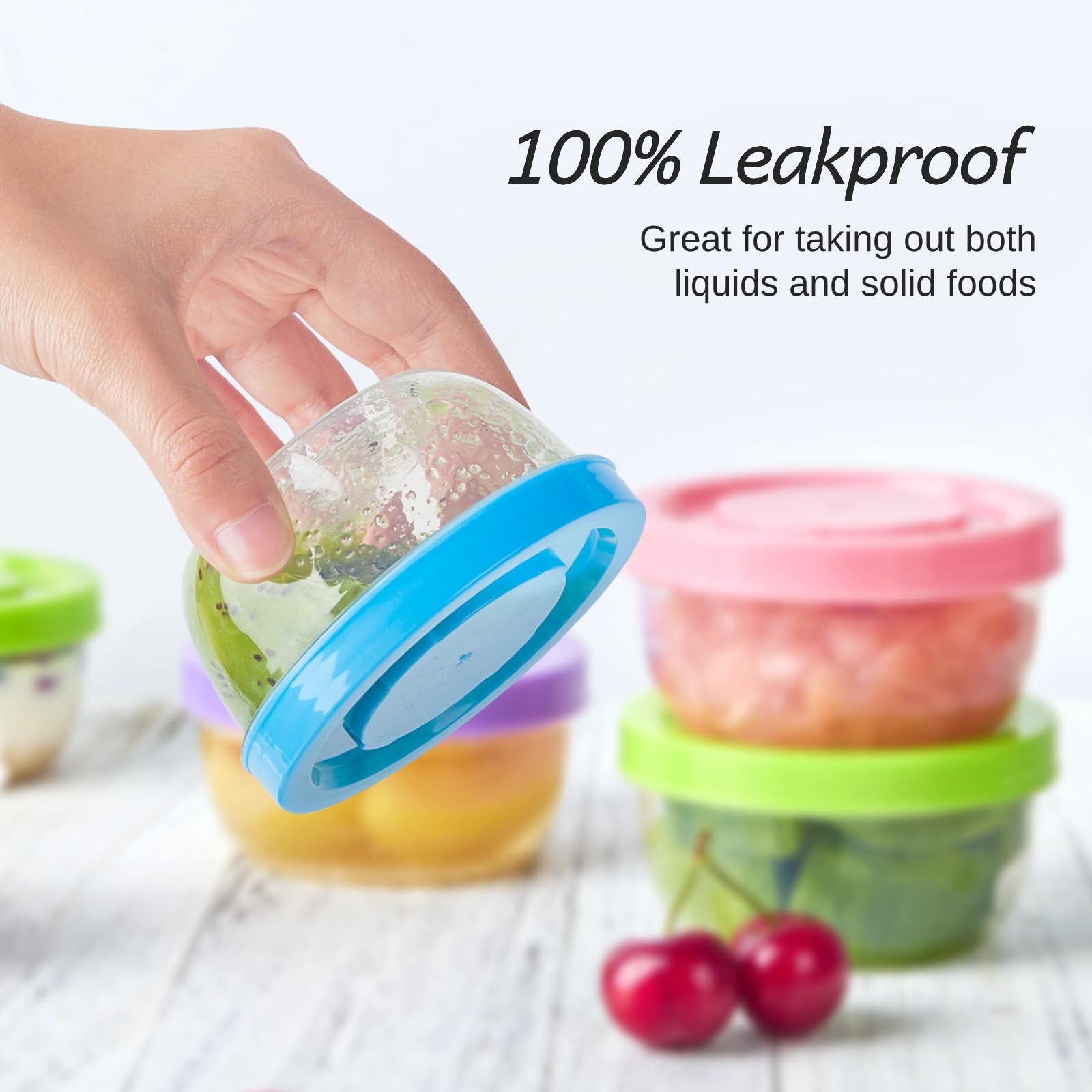 Zezzxu writable lids for labeling contents and dates.