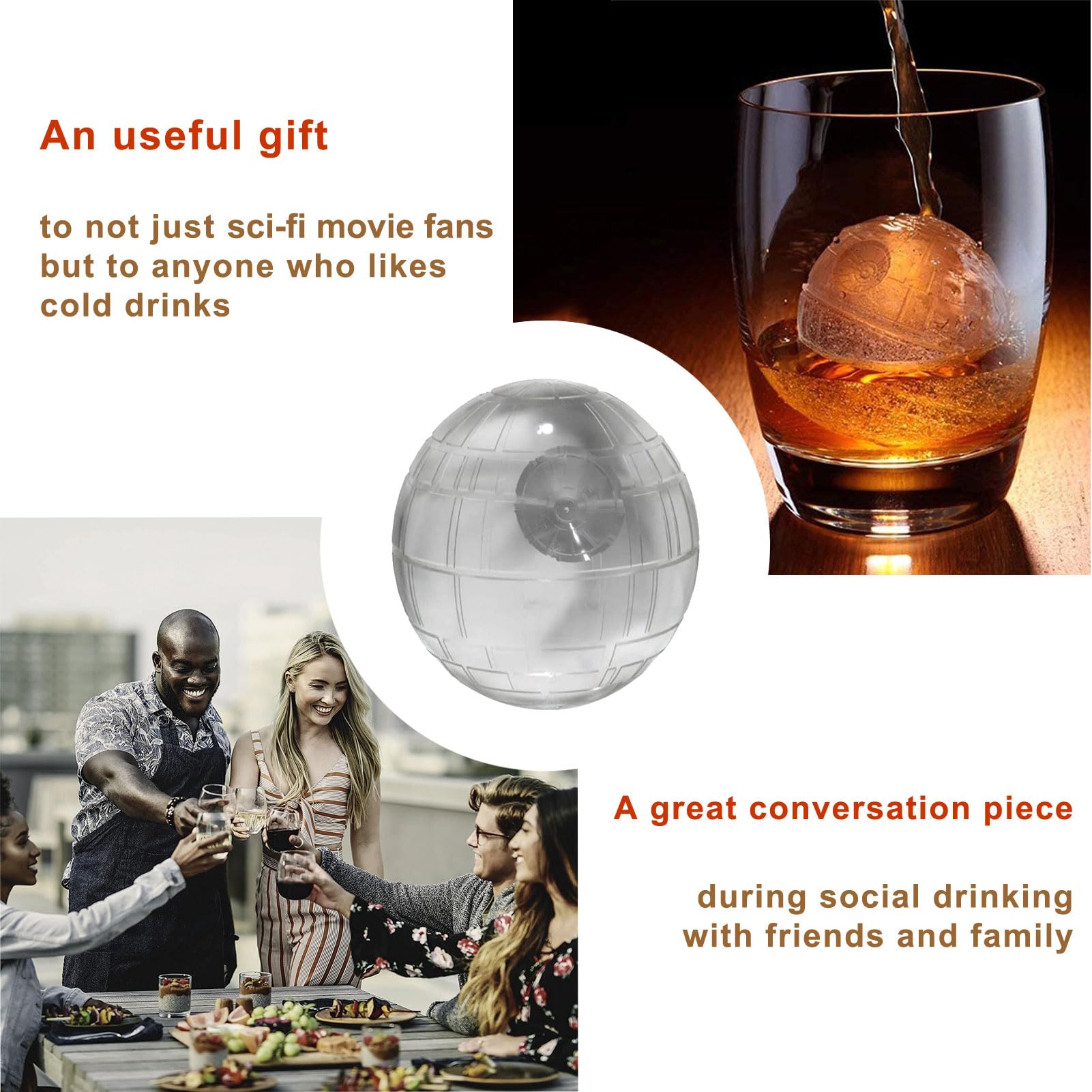 ZFBIRD space station ice ball in glass keeps drinks cooler longer