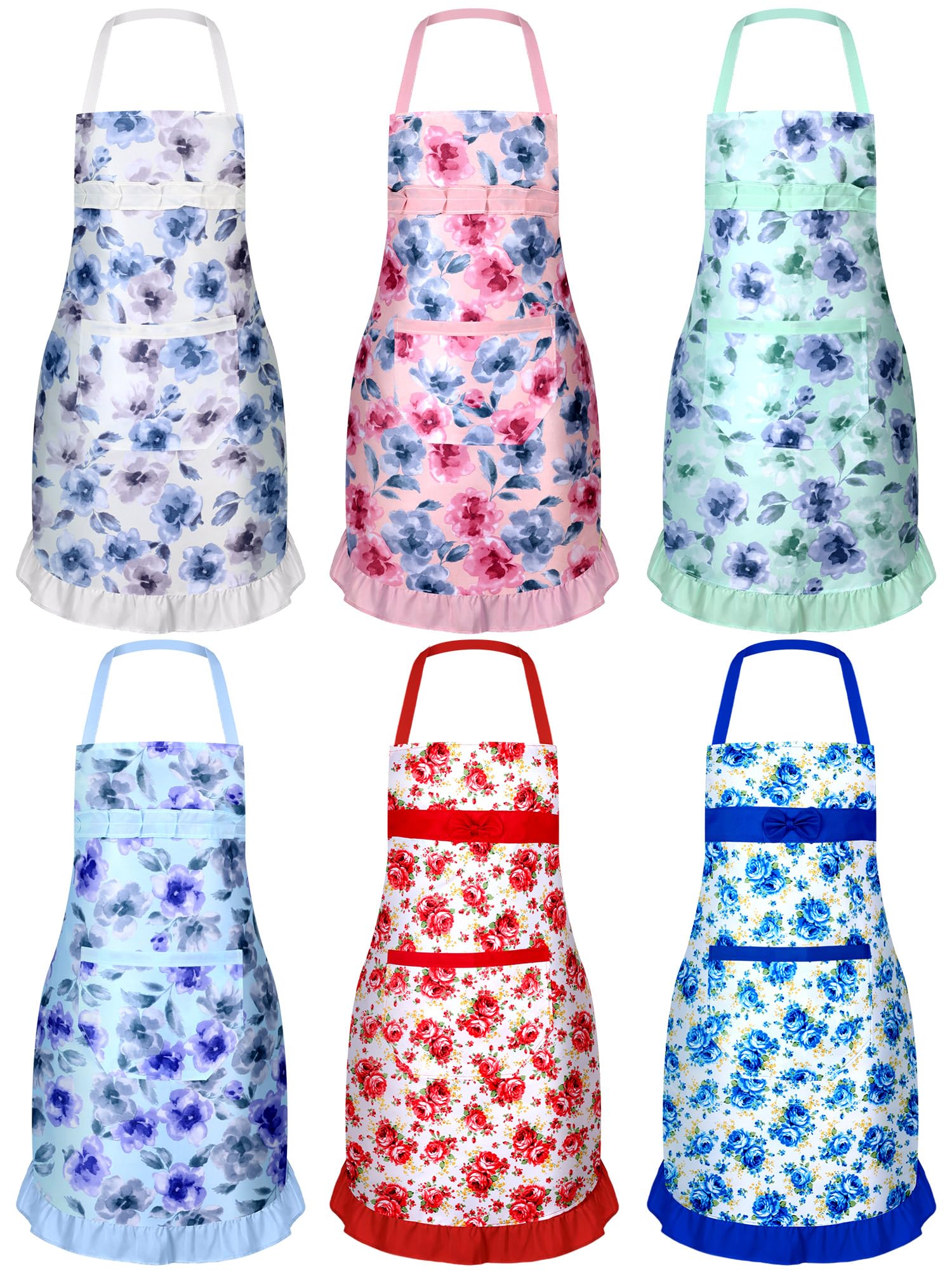 Zhanmai floral apron set with six patterns for stylish cooking at home.