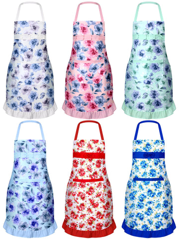 Zhanmai floral apron set with six patterns for stylish cooking at home.