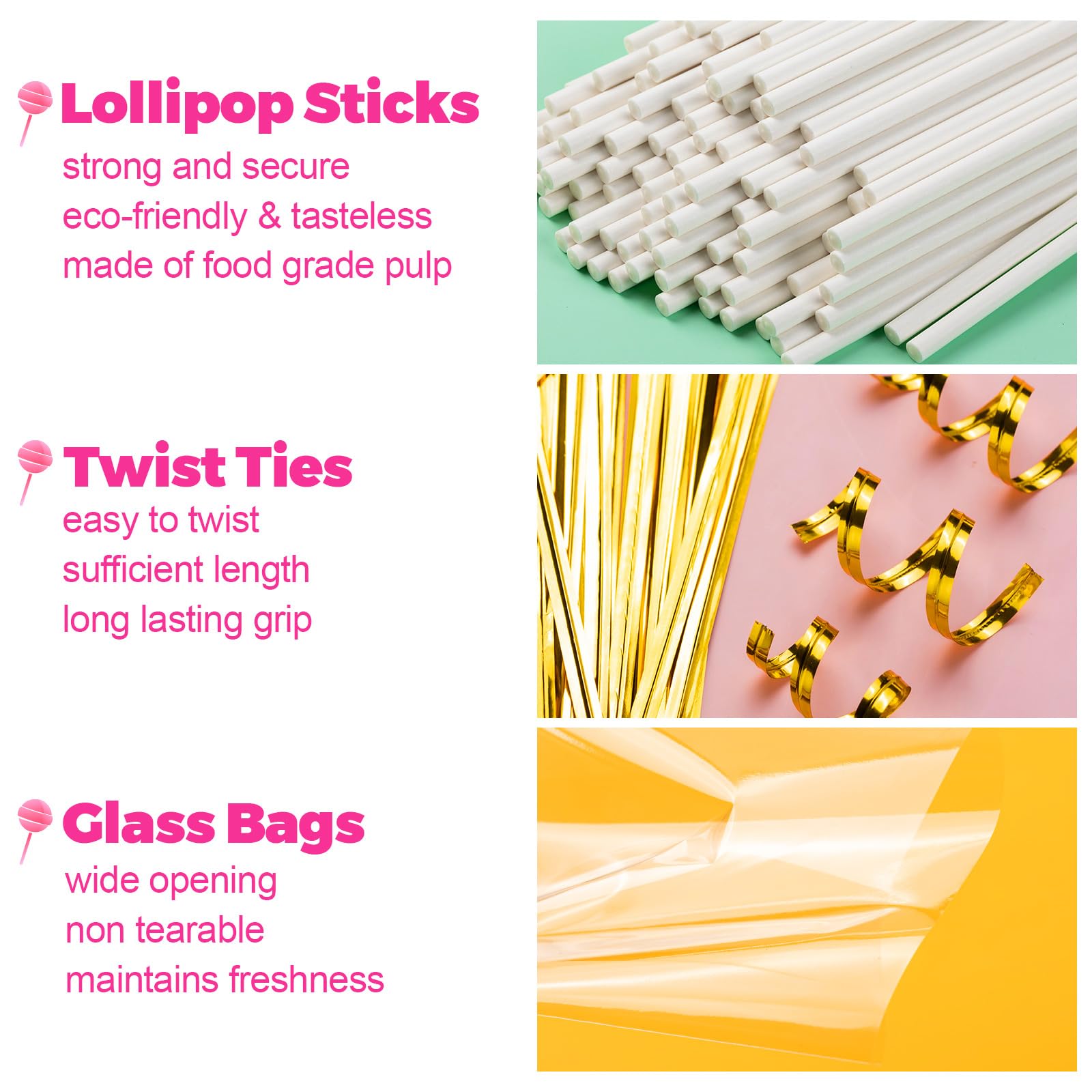 ZHBDMGK gold twist ties provide a polished, festive finish to treats.